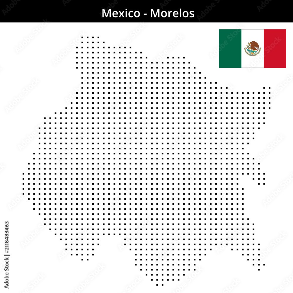 Fototapeta premium Map of Mexico region Morelos in small size square dots