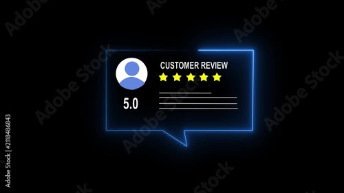 Customer Review Rating Icon Animation on Black Background