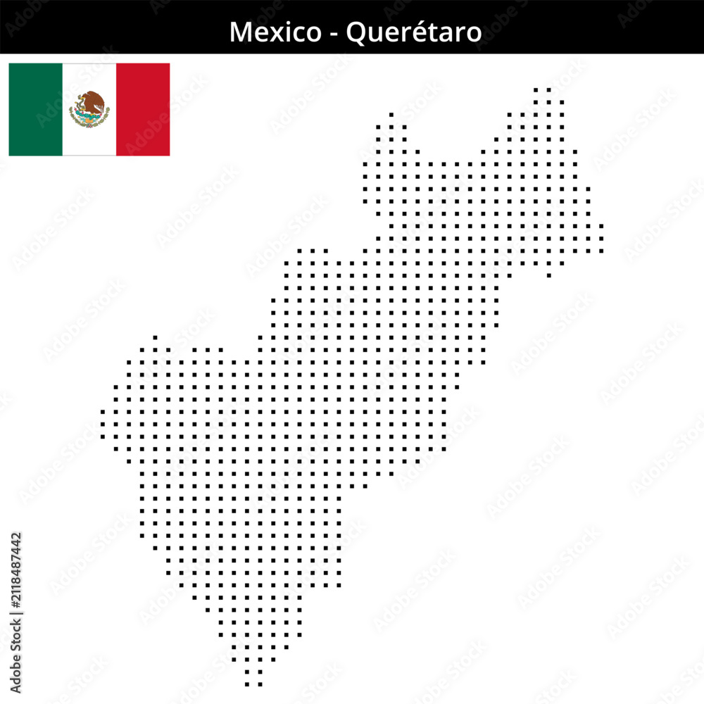 Obraz premium Map of Mexico region Querétaro in small size square dots