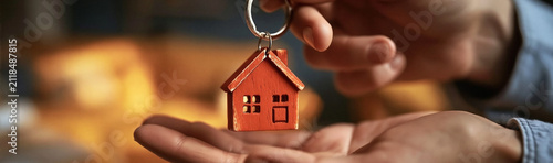 Key to New Beginnings: A symbolic hand-off of house keys, representing a new home and the exciting journey of homeownership.