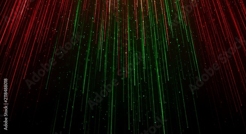 Digital Data Stream with Red and Green Light Trails in Futuristic Technology Style