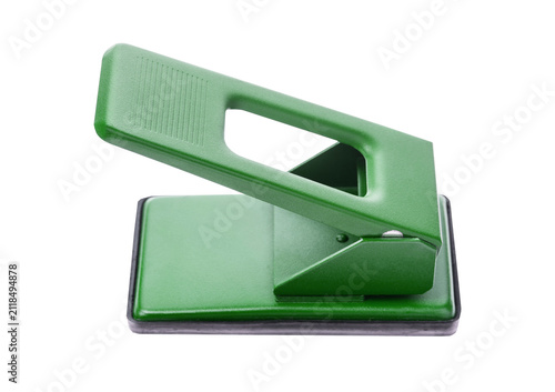 Canvastavla A green hole puncher isolated on transparent background.