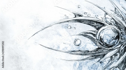 Abstract design with lines and shapes in shades of blue and white in an artistic style