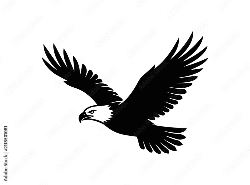 Fototapeta premium Majestic Bald Eagle Soaring Through the Sky.