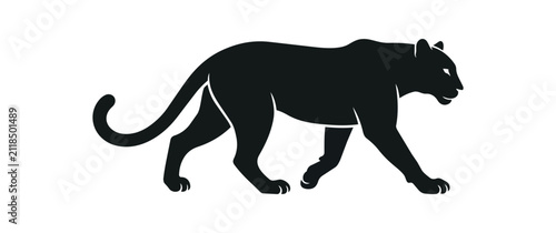 Foto Silhouette of a Black Panther in Motion.