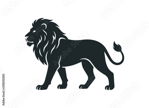 Majestic Silhouette of a Powerful Lion Standing Proudly.