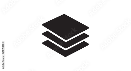 Stacked squares silhouette a black shape against a white background