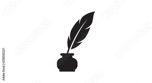 фотографія Feather quill and inkwell black silhouette writing
