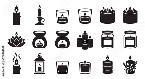 Cuadro en lienzo Collection Of Candle Silhouettes In Black And White Minimalist Silhouette
