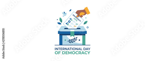 Hand casting vote into ballot box for democracy