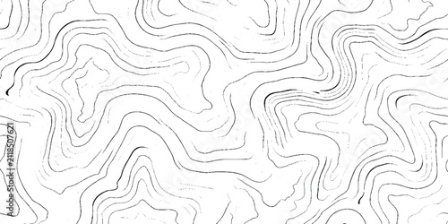 A clean minimalist abstract vector pattern featuring organic topographic contour lines on a white grunge background perfect for geography concepts and visual branding