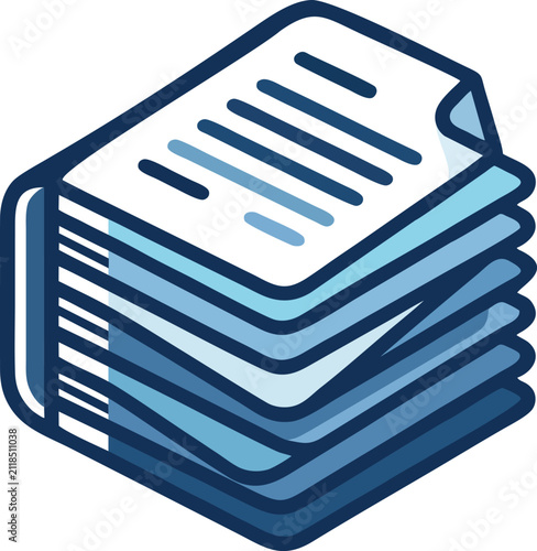 Document Stack Data Archive and Office Administration Vector Graphic