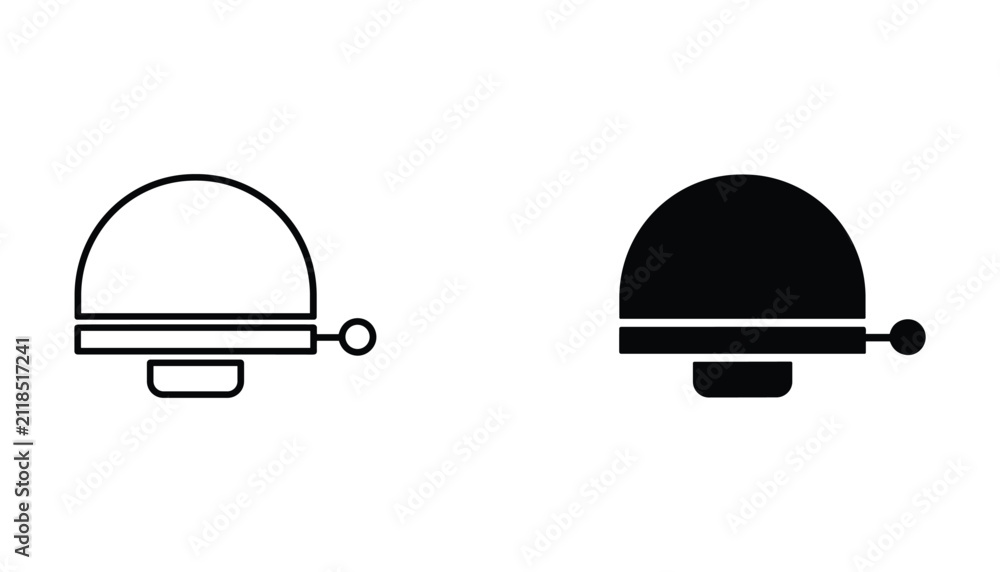 Fototapeta premium Service bell icon set in outline and solid styles for hotel concierge reception desk assistance and customer service communication concepts isolated on white background for web design