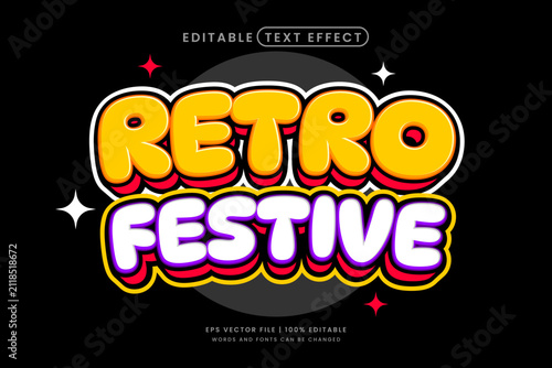 Retro festive text effect. Retro 90s vibes editable text effect style