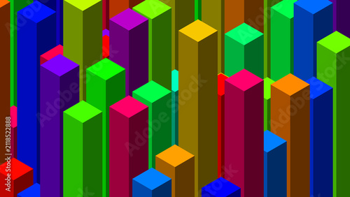 Vibrant Multi-Colored 3D Isometric Block Pattern for Financial Data Visualization