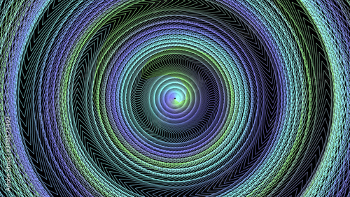 Modern Hypnotic Spirograph Spiral Illustration With Cyan Purple Gradient Lines