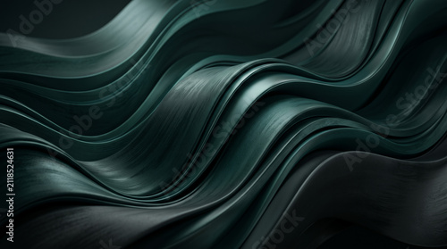 Abstract green waves with smooth texture and flowing design 