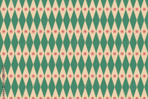Retro Christmas Diamond and Star Seamless Pattern