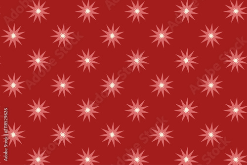 Retro Christmas Star Seamless Pattern on Dark Red Background