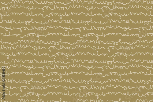Hand Drawn Abstract Script Seamless Pattern in Gold and Ivory