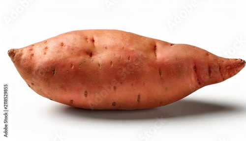 Single Fresh Sweet Potato Isolated On White Background With Shadow