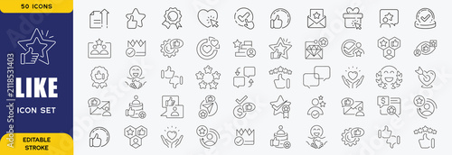 Obraz na płótnie Like line editable icon set