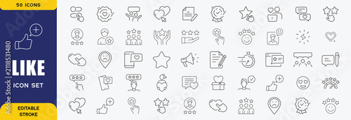 Obraz na płótnie Like line editable icon set