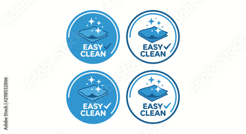 A flat illustration easy clean label icons set a flat illustration