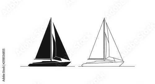 Two sailboat silhouettes against a white background silhouette