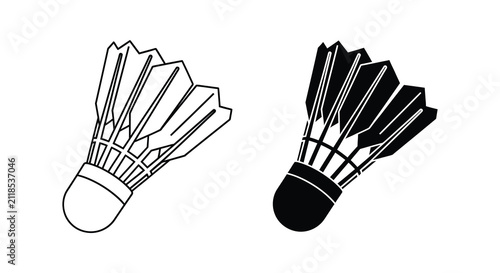 Badminton Shuttlecock Illustrations In Black And White Silhouette