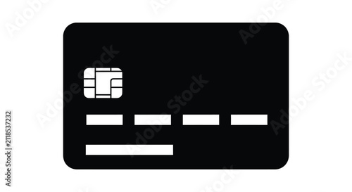 Credit card with chip and magnetic stripe black silhouette