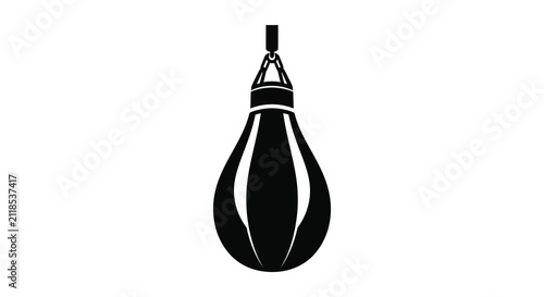 Boxing speed bag with hanging strap black silhouette