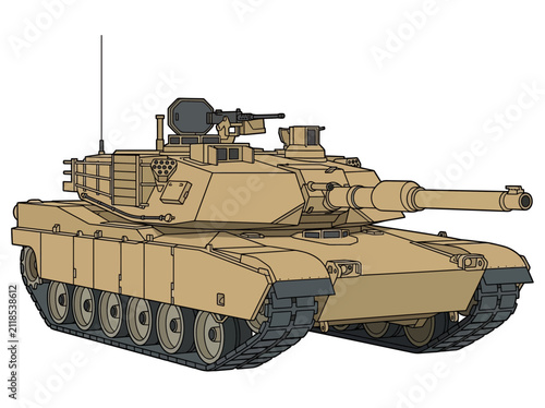 Bild auf Leinwand Modern Desert Main Battle Tank Illustration, Armored Military Vehicle, M1 Abrams