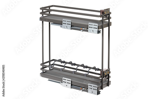 Storage rack designed for organizing items in home or office space. Isolation on white background.