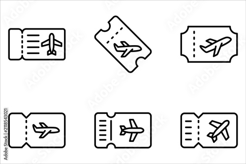Flight tickets icon vector icon set on white background