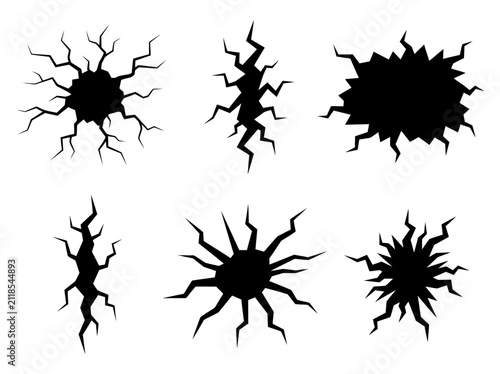 Foto Black Ground Crack Silhouettes and Broken Hole Vectors