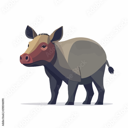 Wild boar, a distinctive illustrated character characterized by its dark reddish-brown face and grey body, is presented in a clean, isolated view on a bright white backdrop.