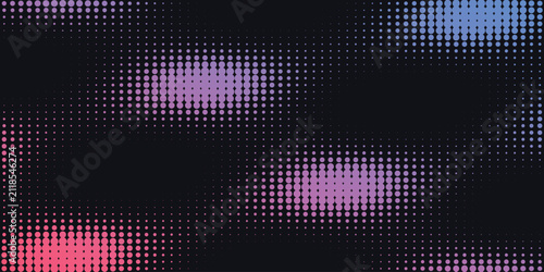Abstract Dark Halftone Dot Pattern Background With Neon Pink Blue Gradient