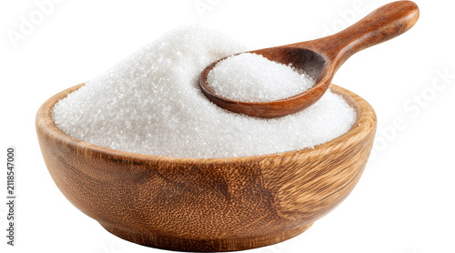 Fotografía sugar, white sugar, granulated sugar, sugar bowl, wooden bowl, sweetener, sugar