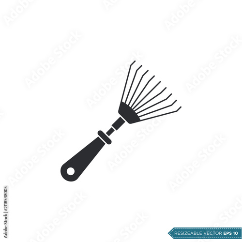 Broom, Rake Gardening Tool Icon Vector Template Illustration Design