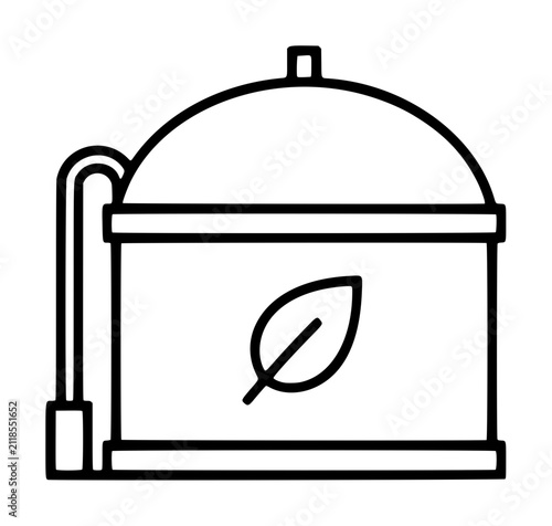 Konstfotografi Hand drawn vector icon of eco-friendly anaerobic digester tank with pipe and lea