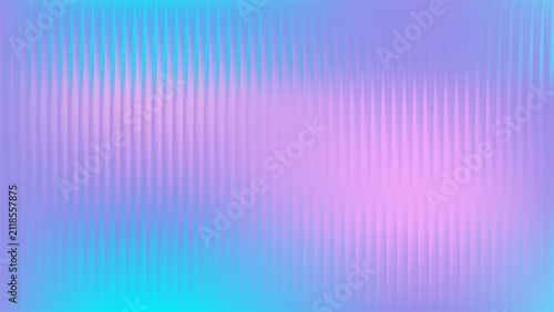 Glass abstract background. Fluted ribbed texture, holographic gradient, ripple line pattern, wavy prism light, corrugated reeded window effect, fractal blur and soft reflection. Vector illustration