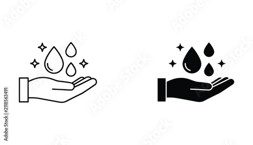 Obraz na plátně Hand water drops hygiene cleanliness washing hydration purity care fresh icon ve