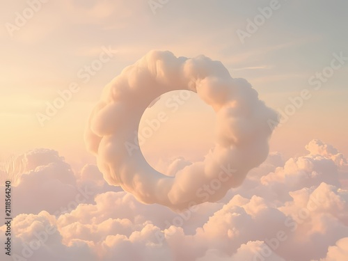 Beautiful Blue Sky with Fluffy White Clouds and Sunlight Creating a Bright Natural Cloudscape Background