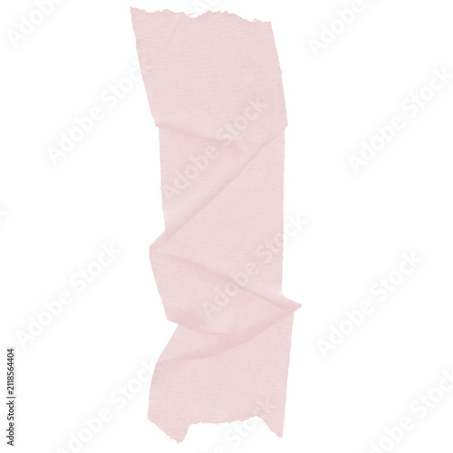 Pink Torn Washi Tape Strip Vertical Adhesive Masking Tape Abstract on White Background