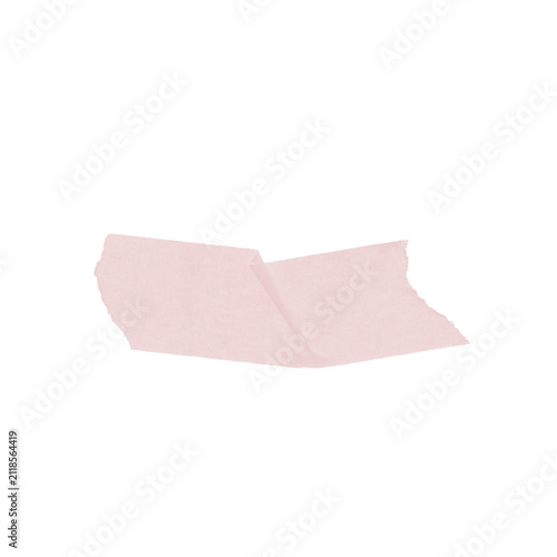 Pink Torn Washi Tape Strip Wide Adhesive Masking Tape Abstract on White Background