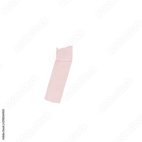 Pink Torn Washi Tape Strip Angled Adhesive Masking Tape Abstract on White Background