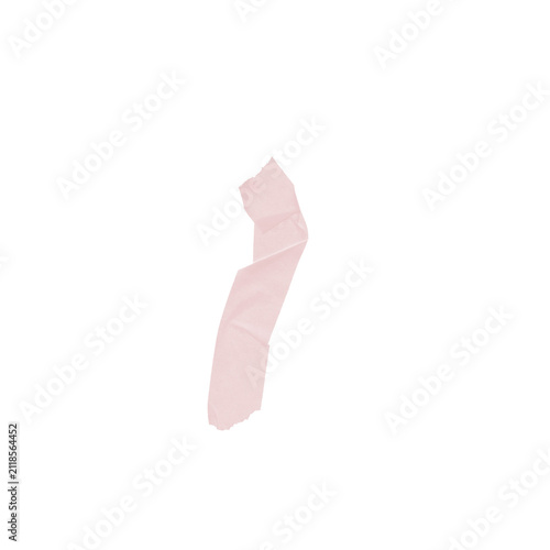 Pink Torn Washi Tape Strip Curved Adhesive Masking Tape Abstract on White Background