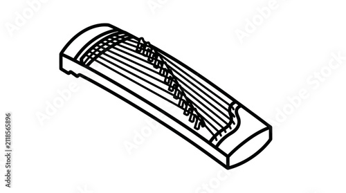 Foto Japanese Koto or Chinese Guzheng long zither instrument.