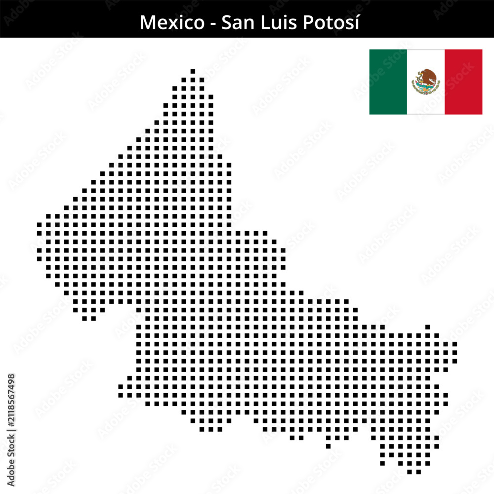 Obraz premium Map of Mexico region San-Luis-Potosí in medium size square dots